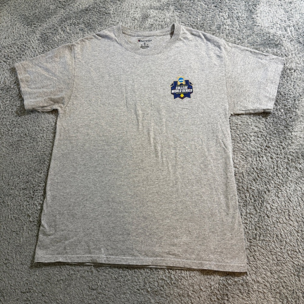 Champion 2023 NCAA Womens College World Series Shirt Medium Gray Graphic Tee